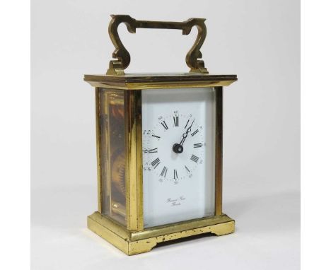 A 20th century brass cased carriage clock, signed Bonard Freres, Bicester, 14cm high