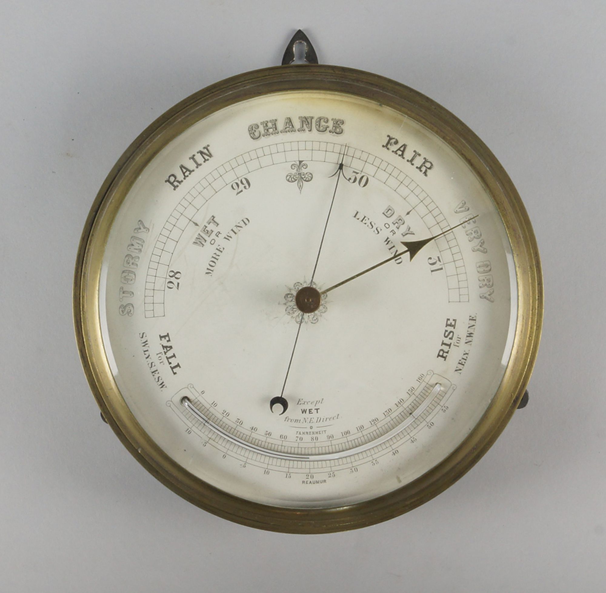 A brass cased barometer by Reaumur, late 19th/early 20th century, 22 ...