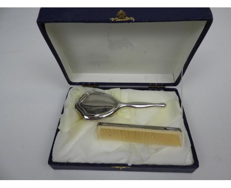 Boxed Sterling Silver Child's Hairbrush and Comb 