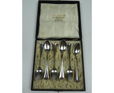 A Set of 6x Norwegian Silver Tea/Coffee Spoons in a Fitted Case - The Spoons are all Marked '830S' together with the Scales H