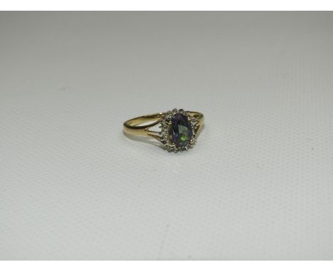 9ct Gold Topaz and Diamond Ring 