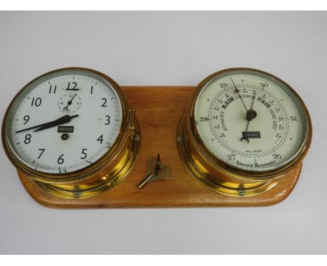 Mounted Ships Barometer and Clock 