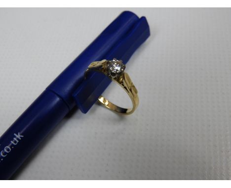 Unmarked Yellow Gold Diamond Solitaire Ring 