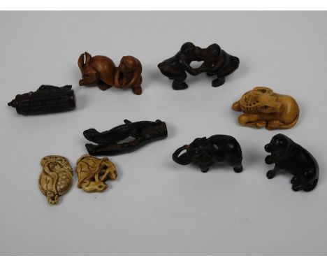 Quantity of Carved Wood Netsuke 