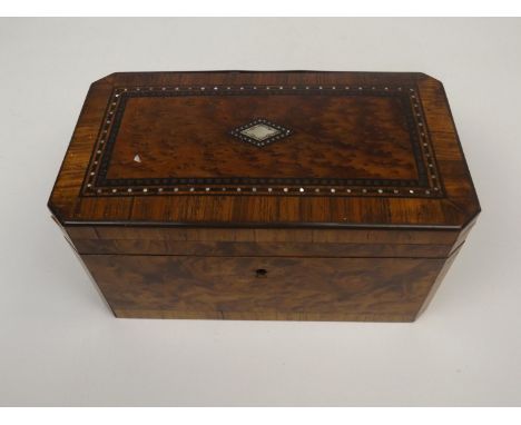 Mother of Pearl Inlaid Walnut Tea Caddy 