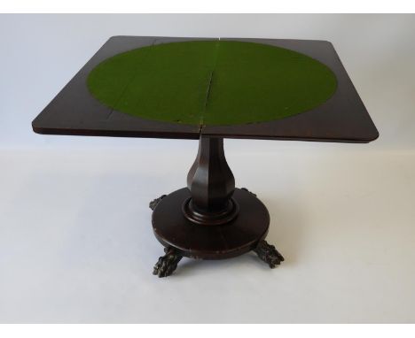 Victorian Rosewood Folding Card Table on Claw Feet 