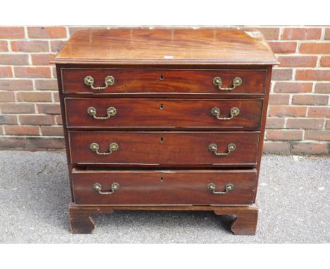 An antique mahogany chest of drawers, on bracket feet.This lot can only be collected on Saturday 1st August (10-2pm) 