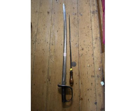 A Victorian 1885 pattern cavalry sword, having Maltese Cross pierced guard, 87cm blade, no scabbard; together with an antique