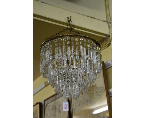 A vintage four tier ceiling light, having cut glass drops, height excluding fitting 31cm. 
