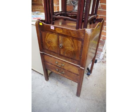 A George III mahogany tray top commode, 49cm wide. 