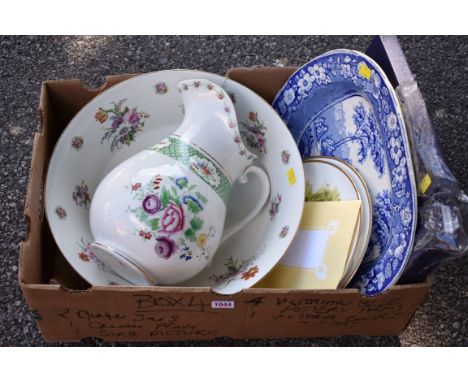 An old jug and basin set; together with a blue and white charger and sundry.This lot can only be collected on Saturday 1st Au
