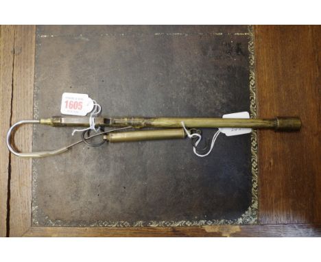 Angling:&nbsp;a brass extendable gaff; and a set of brass scales. 