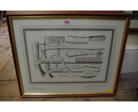 Four limited edition prints, reproduced from the 1855 catalogue of Richard Timmins &amp; Sons, Tool Manufacturers, all number