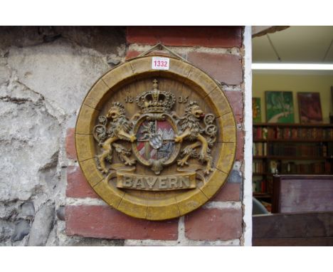 A vintage moulded wax plaque, decorated crest and Bayern, 1835, 31cm diameter.&nbsp; 