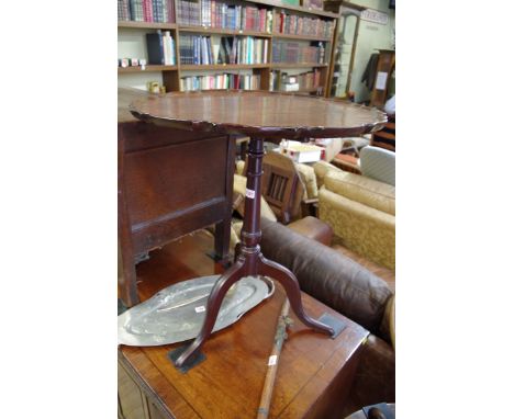 An antique mahogany tray top tripod table,&nbsp;60cm diameter, (s.d.). 