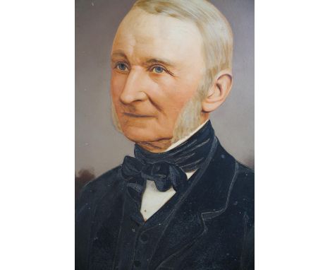 Oil painting on board. Portrait of an unknown sitter. Circa 1900. Possibly an over painted print. In a gold coloured frame.  