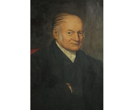 Oil on canvas. Portrait of a gentleman. Mid nineteenth century. In a gilt decorated frame. Unsigned. H.88 W.75cm. 