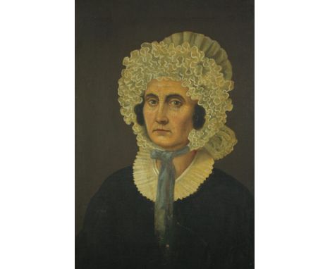 Oil on canvas. A portrait of a woman. Naive in style and probably mid nineteenth century. In a gilt decorated frame. Unsigned