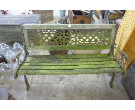 A cast iron ended garden bench