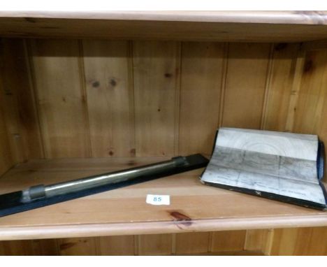 A cased 'Marvel' geometric compass and an engineer's roller