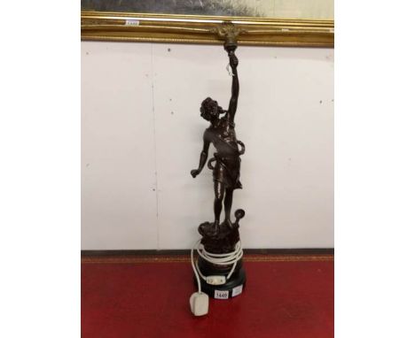 A spelter figure table lamp base