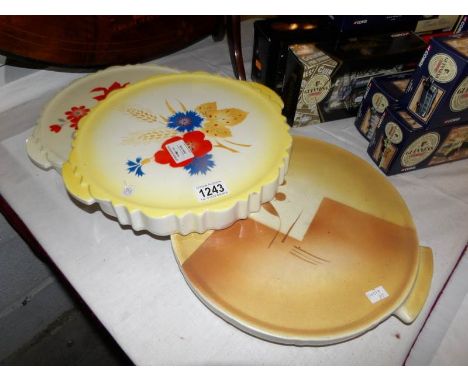 3 early 20th century ceramic cake display stands