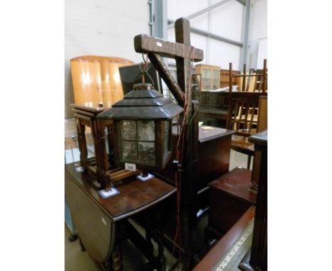 A rustic standard lamp