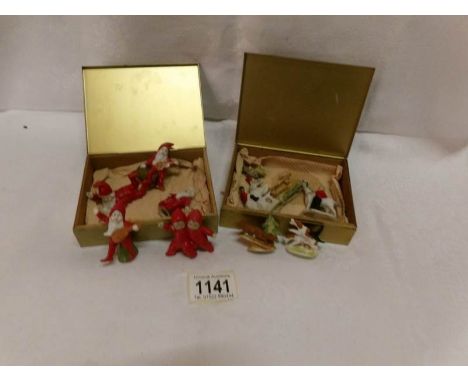 2 boxes of vintage Christmas cake decorations
