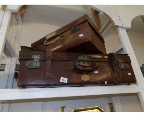 2 vintage leather suitcases