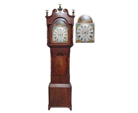 Thomas Robinson Jnr., Sheffield, a Victorian mahogany eight day painted dial longcase clock, the 13 1/2" dial with huntsman t