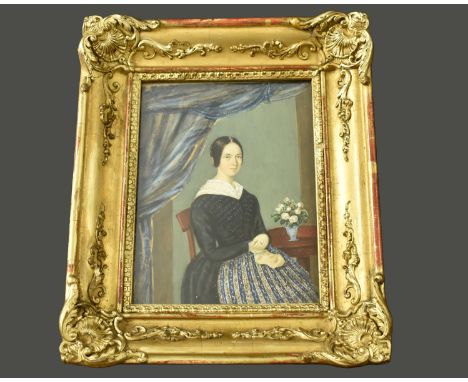 {Henri Louis Convert. 1789 - Colombier - 1863.} Zugeschr. Portrait einer sitzenden jungen Frau. Auf Ktn. 17,5 x 14 cm. Gl.u.R