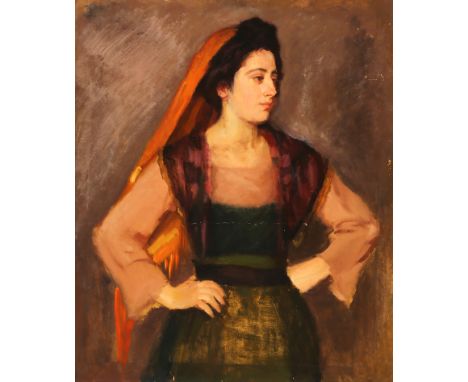 {Hans von Faber du Faur. 1863 Stuttgart - 1940 München.} Sign. Verso Nachlaßstempel. Portrait einer Südländerin. Öl/Ktn. 89 x