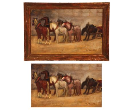 {Hans von Faber du Faur. 1863 Stuttgart - 1940 München.} Sign. Pferdeherde. Öl/Ktn. 43 x 68 cm. R