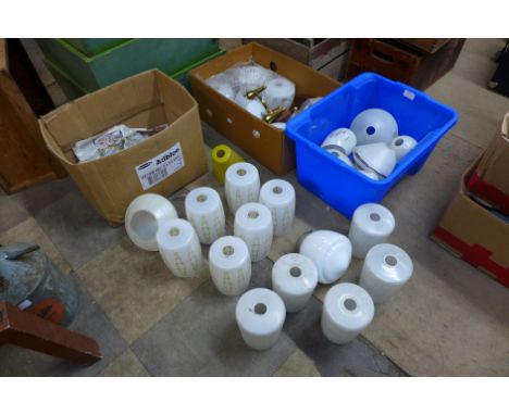 Four boxes of assorted glass light shades 