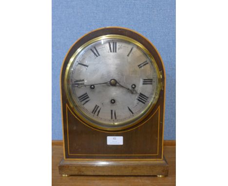 An early 20th Century German Winterhalder &amp; Hofmeier inlaid mahogany bracket clock, 36cms h 