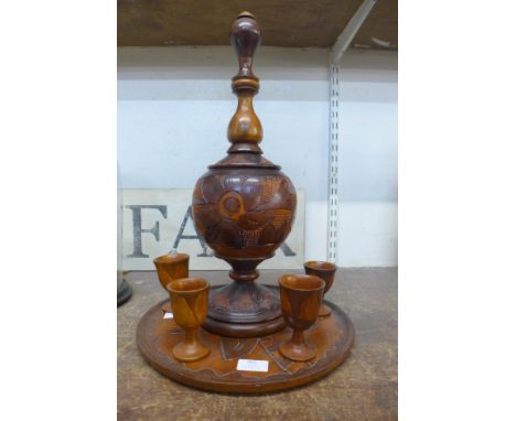 A middle eastern treen tea service 