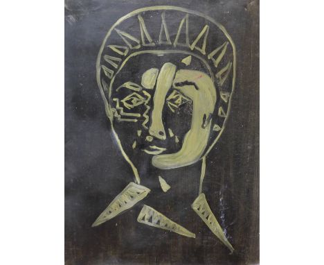 Baron Avro Manhattan (Italian 1914-1990), portrait of a woman, oil on card laid on board, 63 x 46cms, unframed 