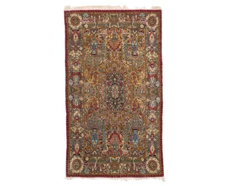 Qum carpet, silk ground with silk warp and weft. Persia. First half of the 20th century. Excellent state of preservation, fou
