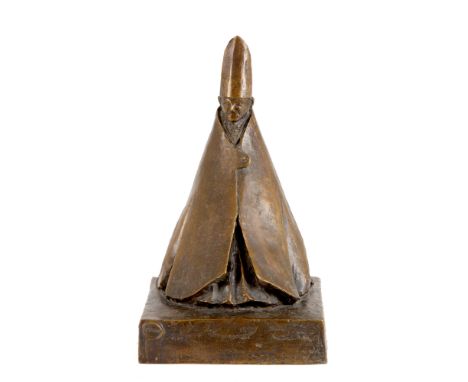 GIACOMO MANZU' (Bergamo 1908-Roma 1991). Bronze sculpture depicting "SITTING CARDINAL". Signed lower left. 1980. With foundat