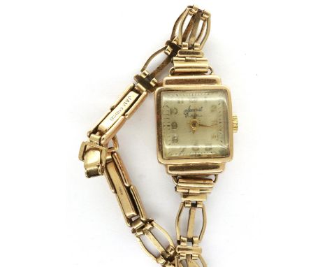 ACCURIST: 9ct gold ladies mechanical wristwatch on a 9ct gold bracelet, 9.0g total, working at lotting. P&amp;P Group 1 (£14+