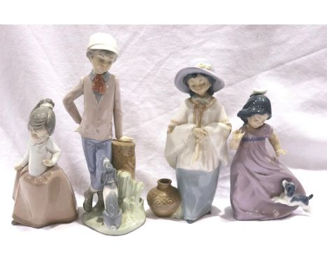 Four Nao figurines, largest H: 23 cm, no cracks or chips. P&amp;P Group 3 (£25+VAT for the first lot and £5+VAT for subsequen