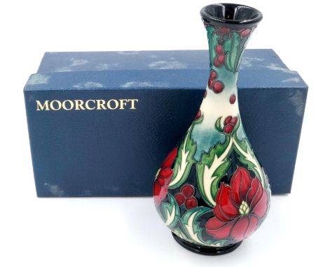 Boxed Moorcroft vase by Rachel Bishop, signed in gold to base, H: 24 cm, no cracks or chips. P&amp;P Group 1 (£14+VAT for the