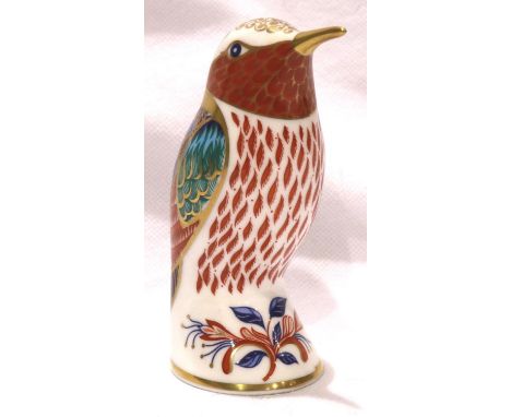 Royal Crown Derby hummingbird paperweight, lacking stopper, H: 11 cm, no cracks or chips. P&amp;P Group 1 (£14+VAT for the fi