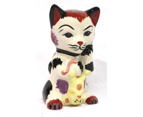 Lorna Bailey cat, Mousetrap, H: 12 cm, no cracks or chips. P&amp;P Group 1 (£14+VAT for the first lot and £1+VAT for subseque