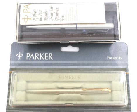 Two boxed Parker ballpoint pens. P&amp;P Group 1 (£14+VAT for the first lot and £1+VAT for subsequent lots) 