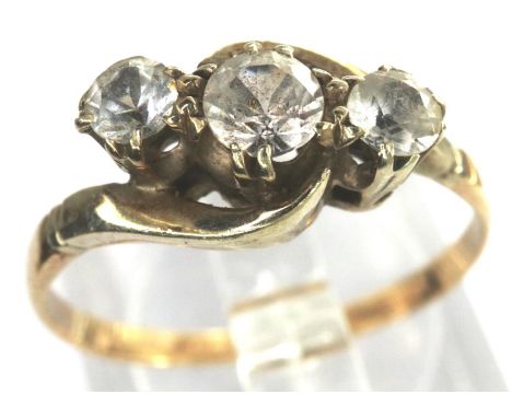 Early 20th century 9ct gold trilogy ring, size M, 1.7g. Shank slightly misshapen, unmarked. P&amp;P Group 1 (£14+VAT for the 