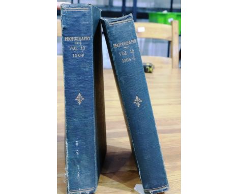 Photography volumes 18 and 19 1904-1905 bound weekly magazines in good condition. P&amp;P Group 2 (£18+VAT for the first lot 