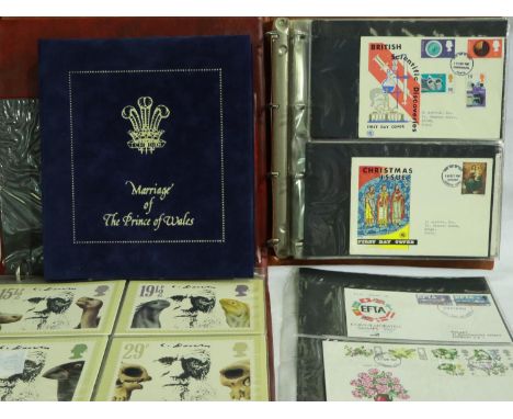 Royal Wedding Benham silk sets, first day covers 1967 - 1974 and a PDQ card album (3). P&amp;P Group 2 (£18+VAT for the first