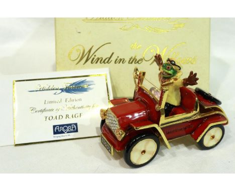 Hidden Treasures, Wind In The Willows, enamelled limited edition trinket box with cufflinks, Toad Rage 714/950, H: 10 cm, box