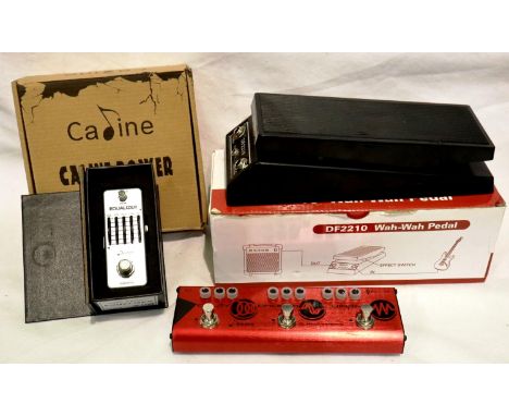 Four guitar peddles, Daphlon DF2210 Wah-Wah pedal, Donner Alphaforce, Donner Equizlier and a Caline Power 5. P&amp;P Group 2 